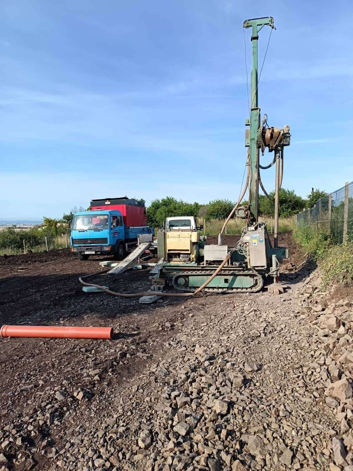 Well casing pipes on site — casing a water borehole